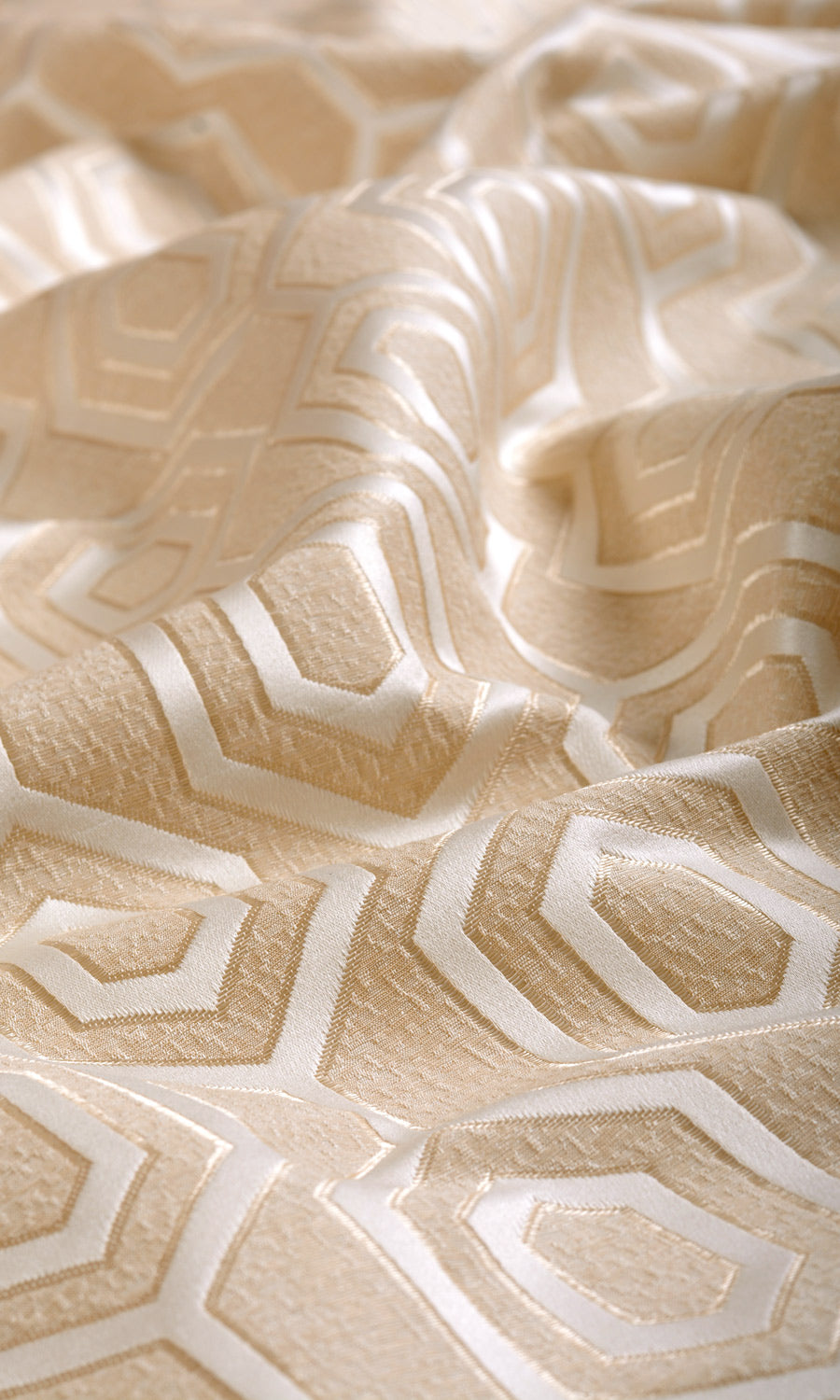 Honeycomb Patterned Fabric Sample for Curtains & Drapes (Sand Beige/ White)