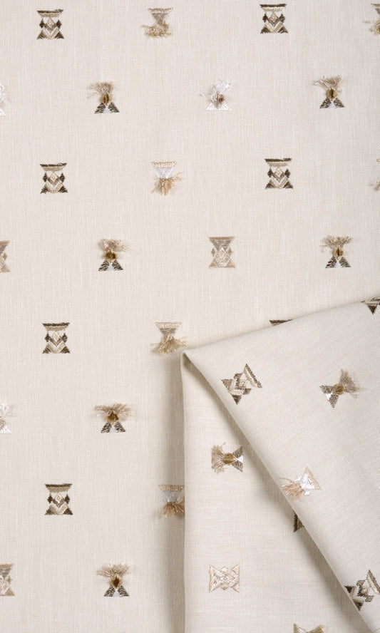 Embroidered Drapes (Beige/ Brown/ White)