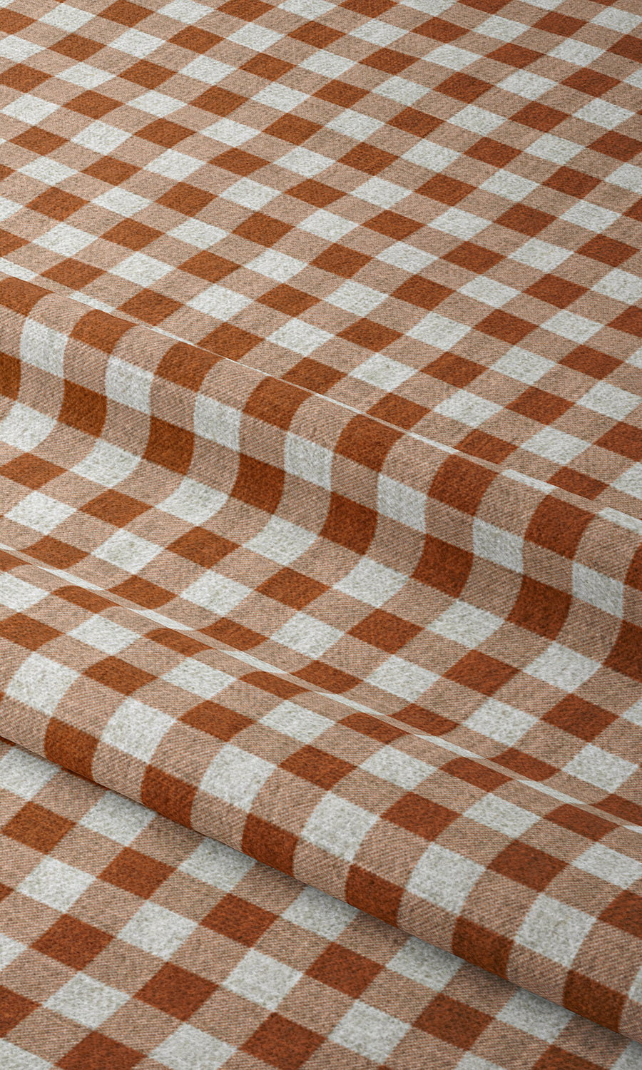 Checked Window Treatments Fabric Sample (Burnt Orange/ White)