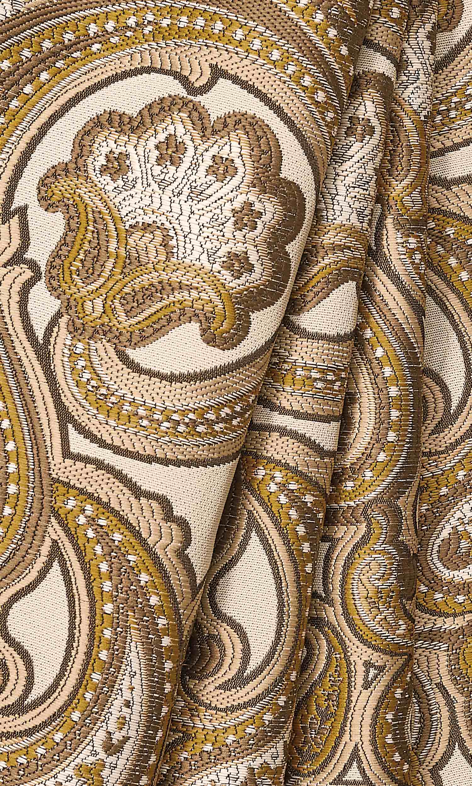 Paisley Window Treatments Fabric Sample (Beige/ Yellow/ Umber)
