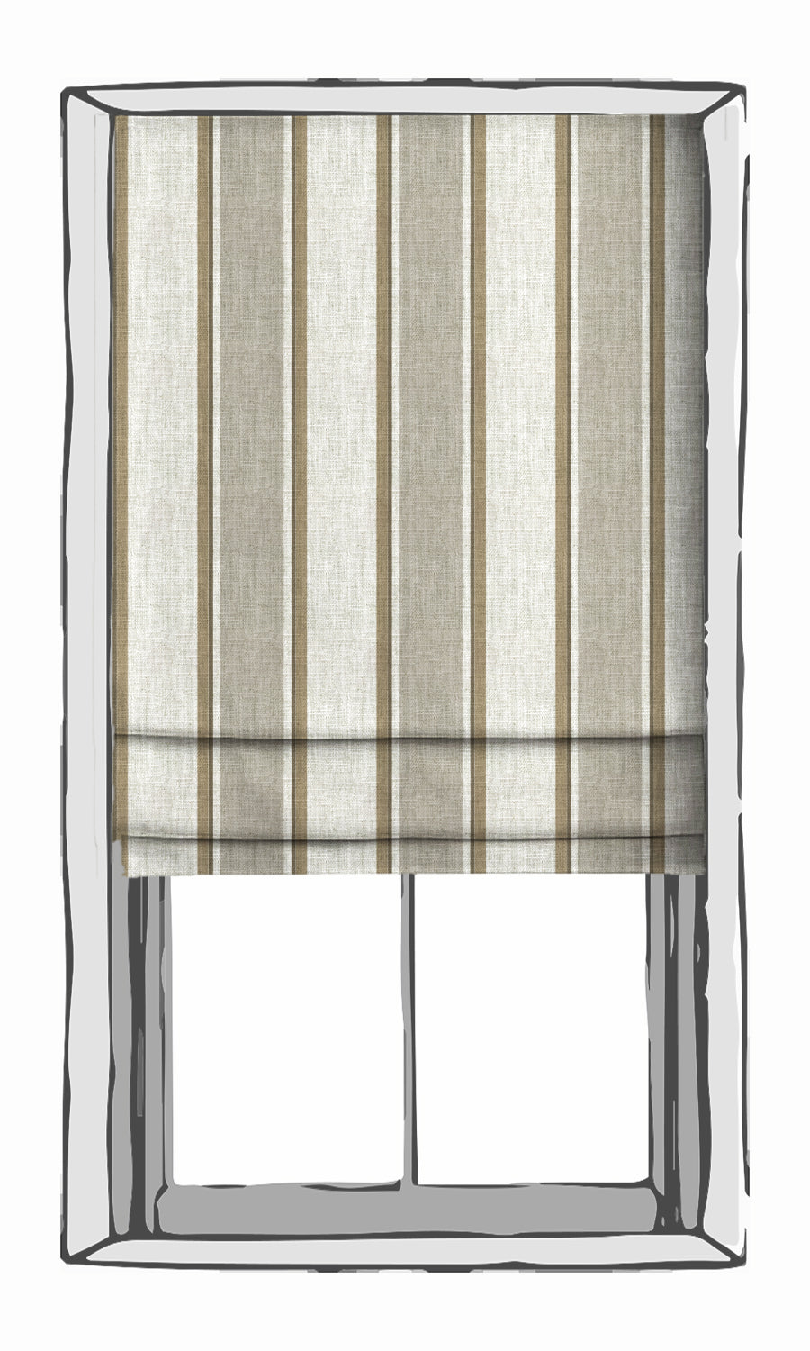 Striped Window Treatments Fabric By the Yard (White/ Brown/ Beige)
