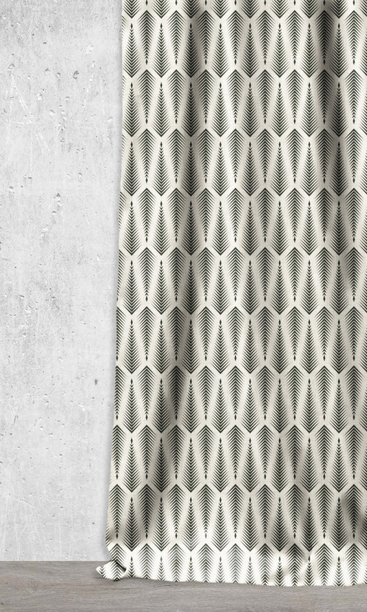 Geo-Print Home Décor Fabric By the Metre (Black/ Milky White)