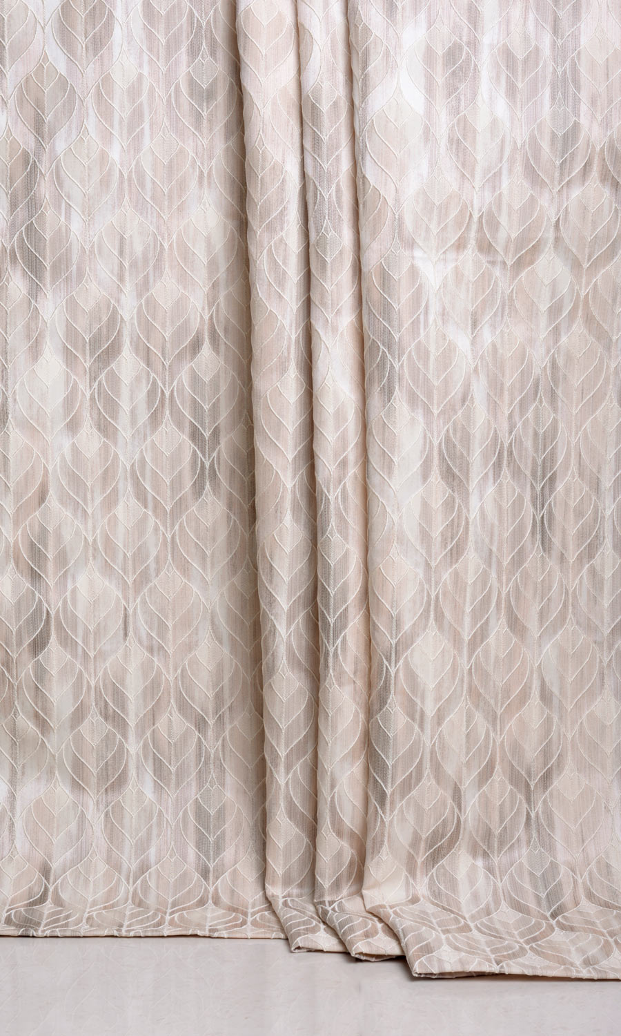 Petal Patterned Fabric Sample for Curtains & Drapes (Pale Grey/ Beige)