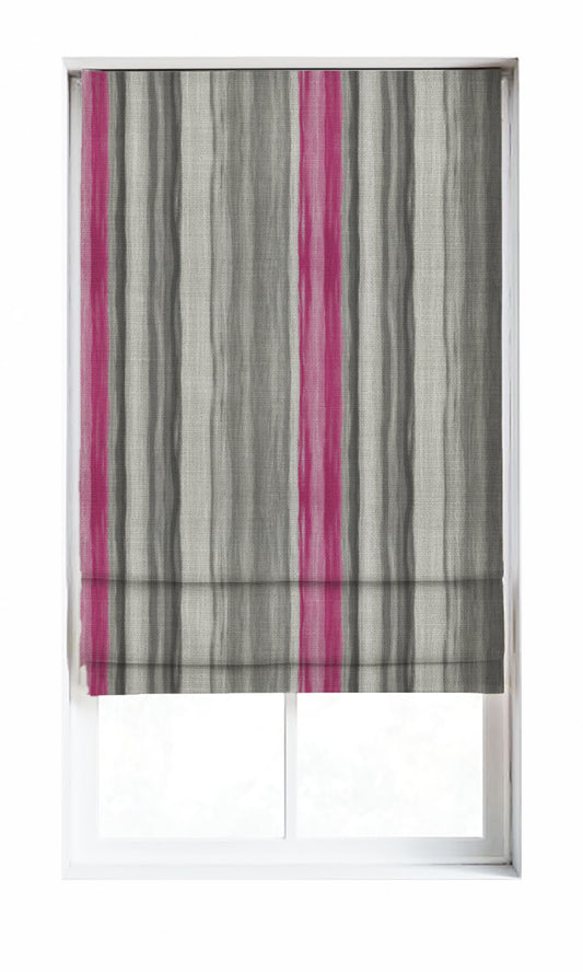 Watercolor Effect Striped Home Décor Fabric Sample (Grey/ Pink)