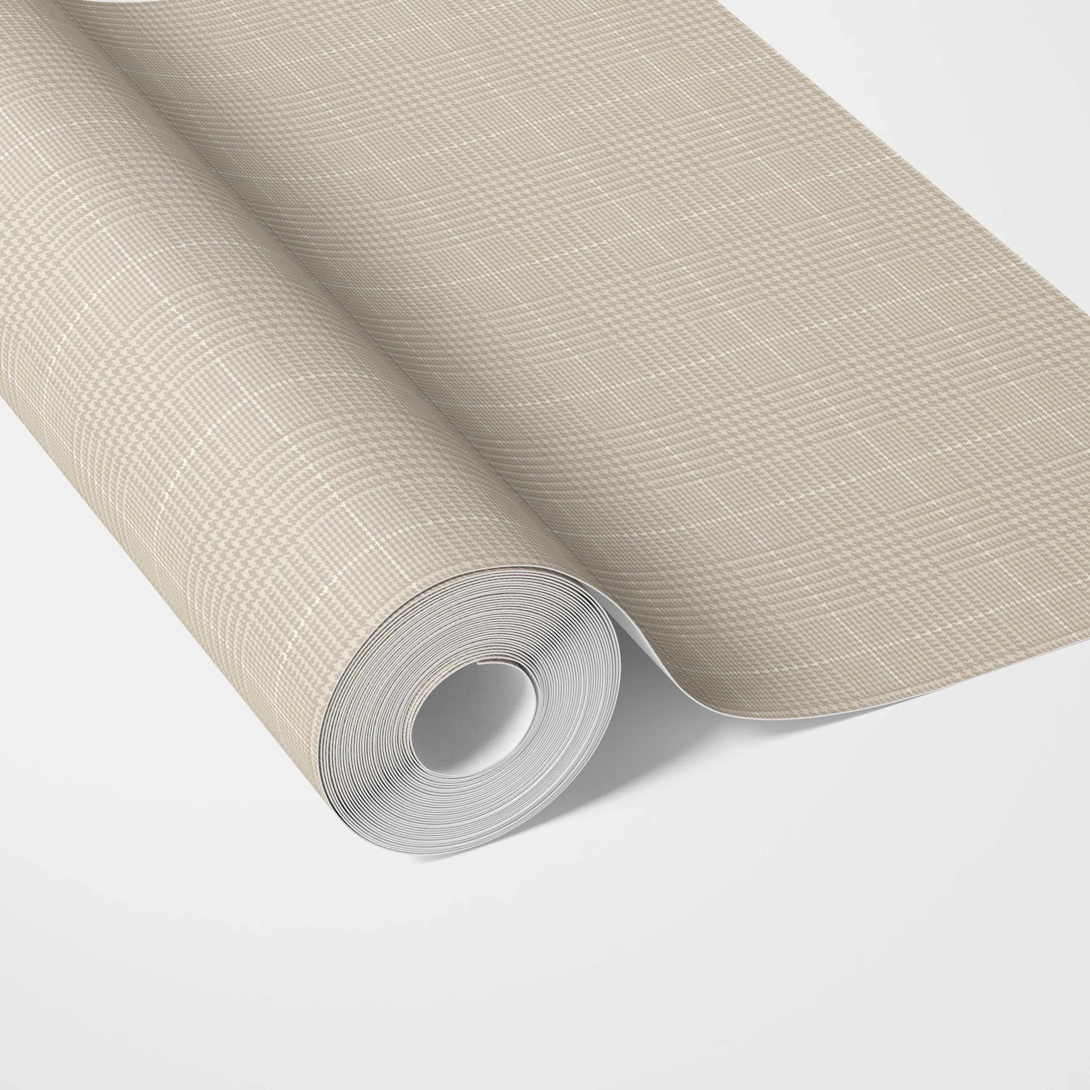 Neutral Textured Check/ Geometric Traditional Wallpaper Sample (Beige/ Taupe)
