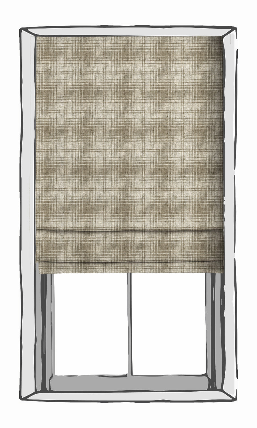 Plaid Patterned Window Treatments Fabric By the Yard (Beige/ White)