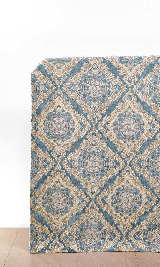 Damask Velvet Drapery (Beige/ Brown/ Blue)