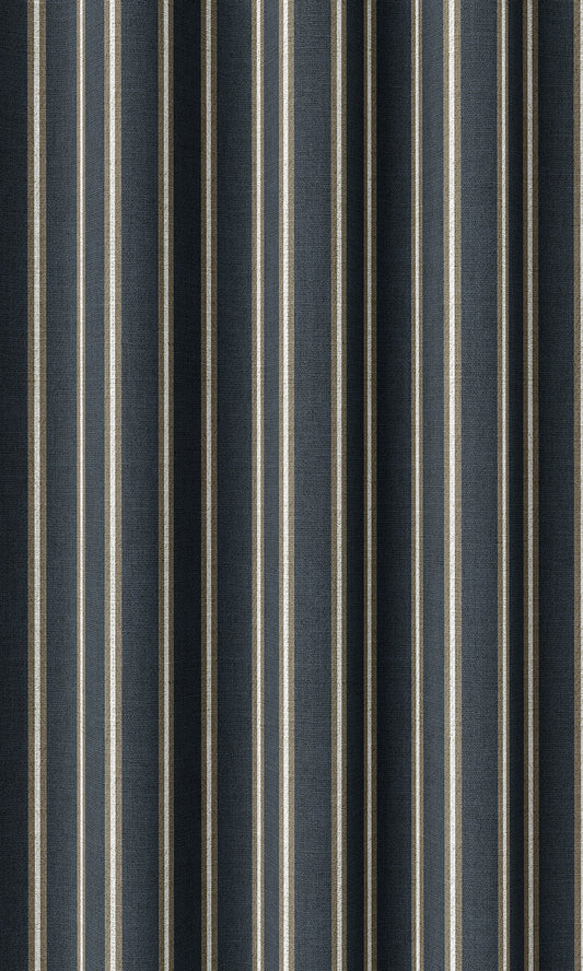 Modern Striped Print Drapes (Navy Blue/ Brown)