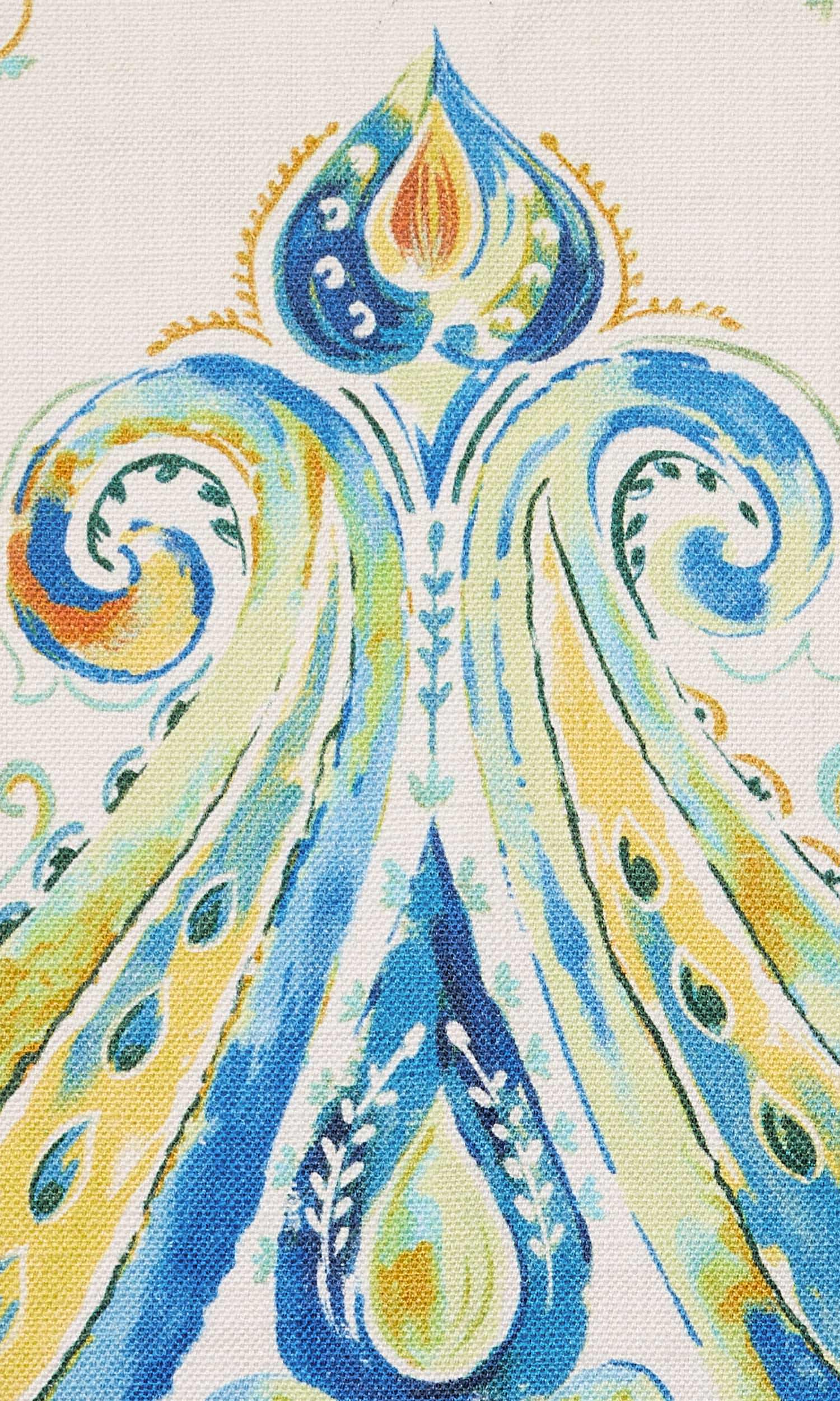 Paisley Print Home Textile Fabric Material Sample (Green/ Blue)