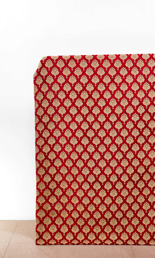 Floral Velvet Drapes (Beige/ Brown/ Red)