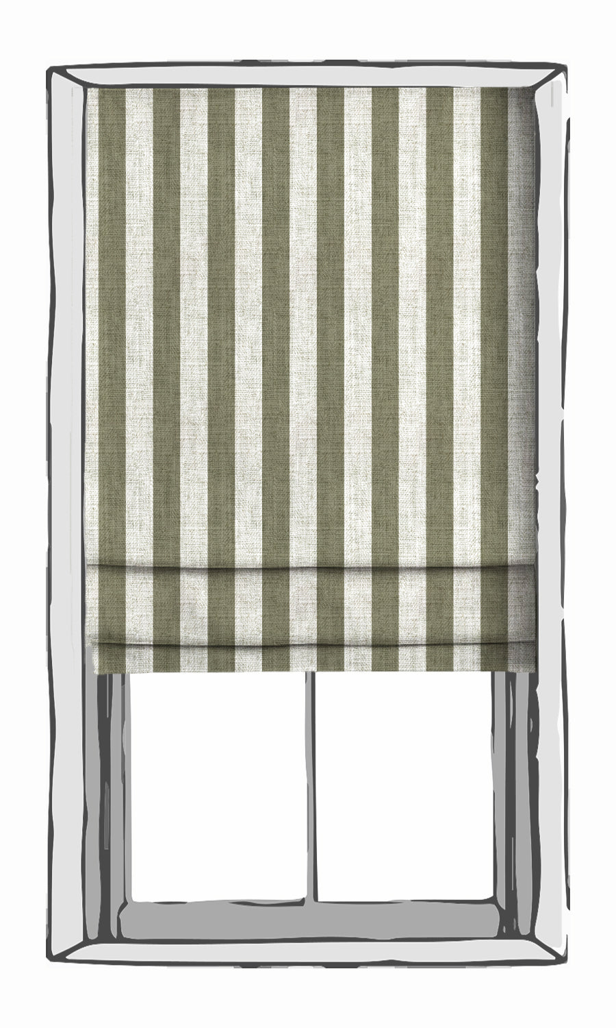 Modern Striped Fabric Material By the Metre (Green/ White)