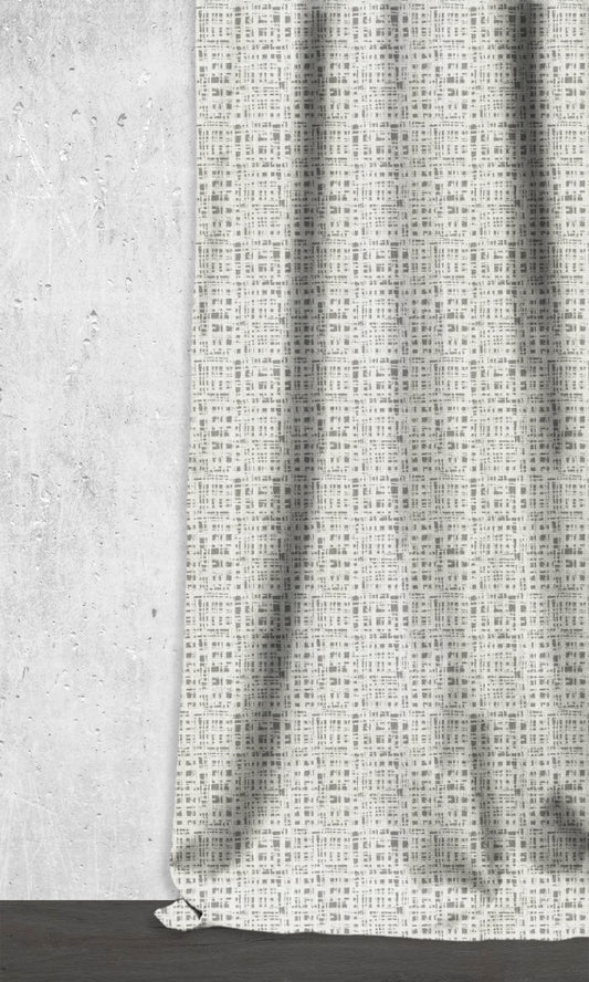 Abstract Print Home Décor Fabric By the Metre (White/ Pewter Grey)