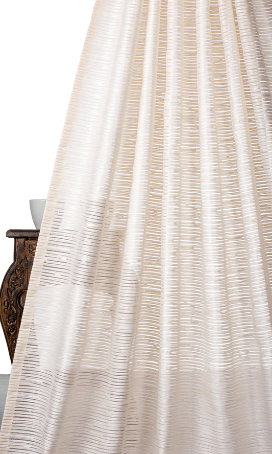 Striped Sheer Home Décor Fabric Sample (Ivory/ Beige)