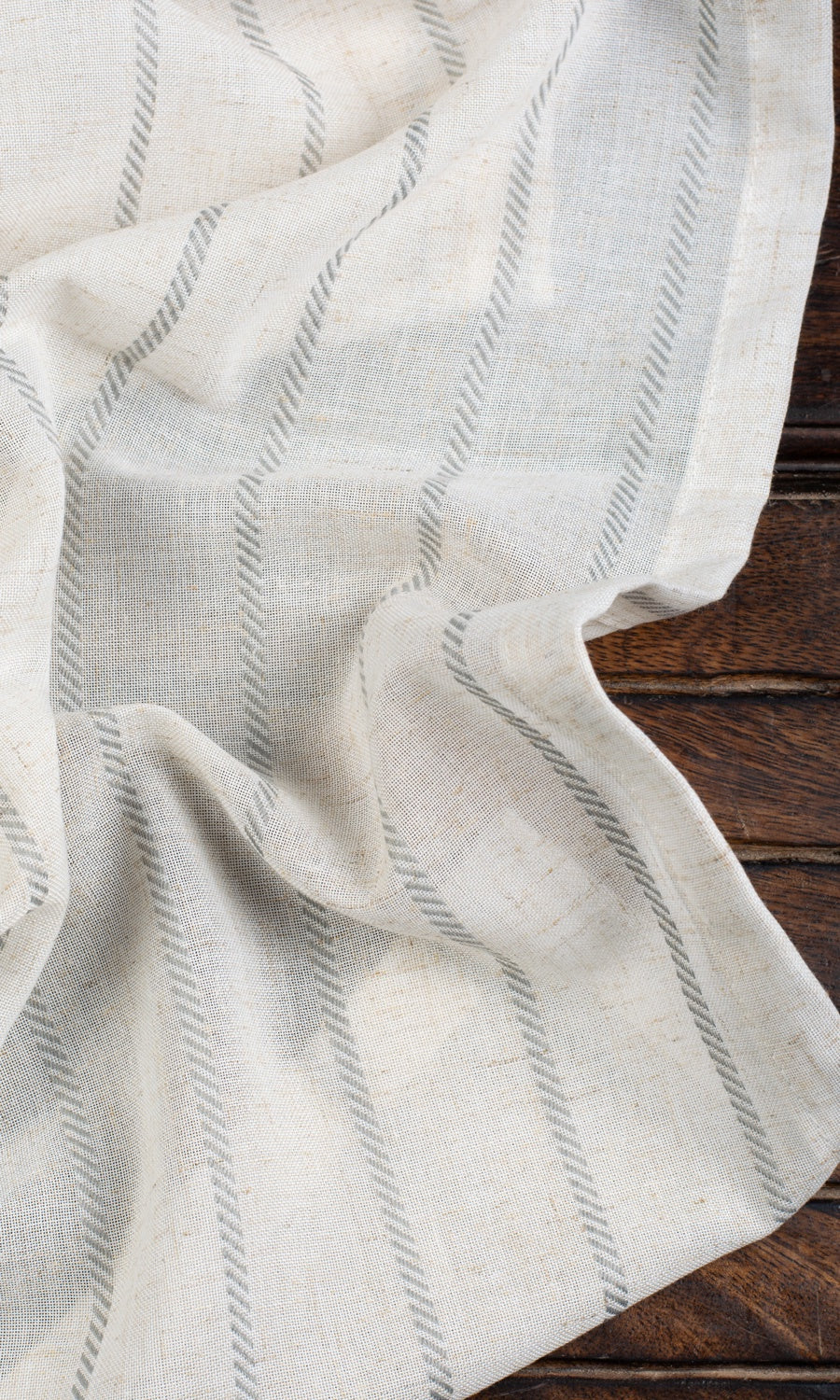 Striped Sheer Fabric Sample for Curtains & Drapes (Warm White/ Gray)