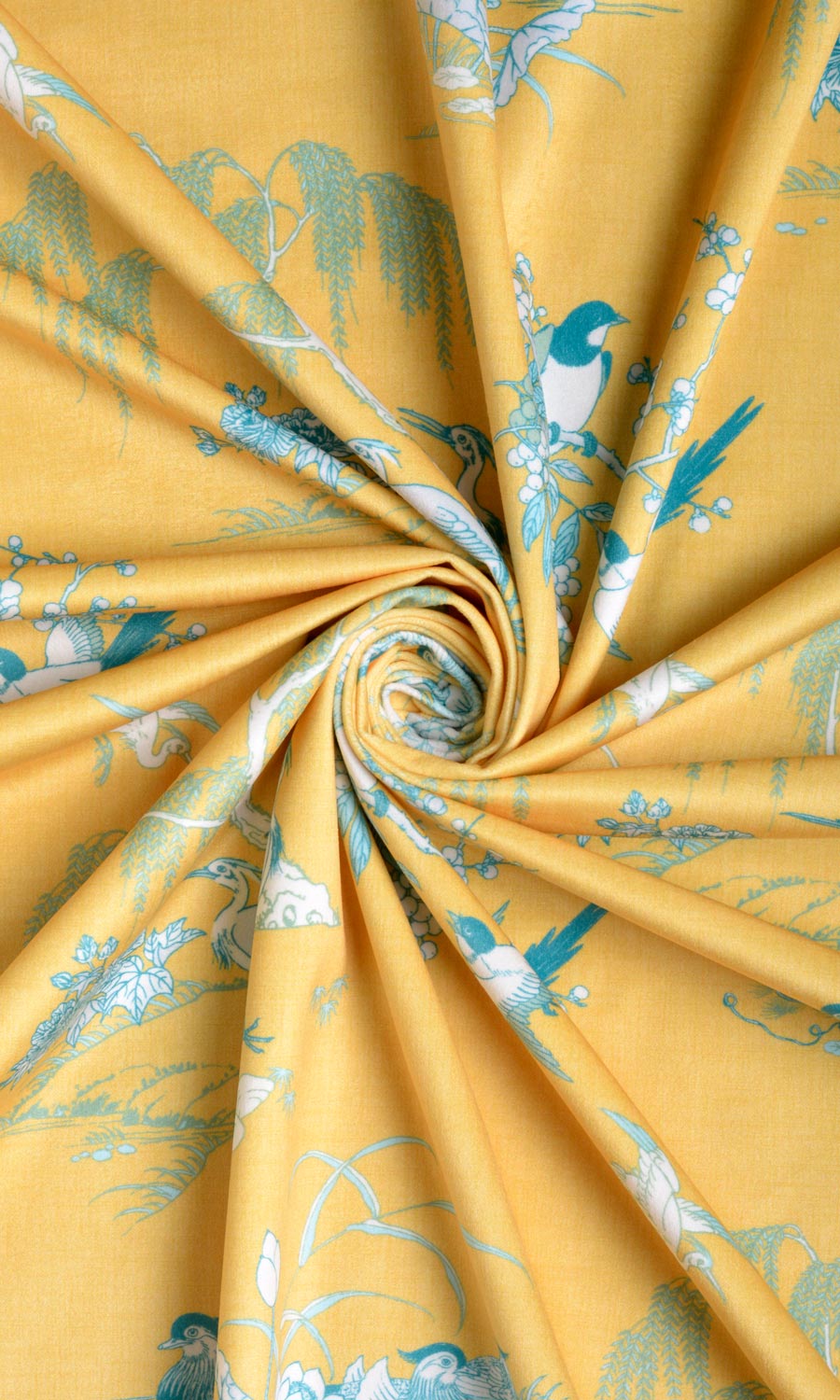 Chinoiserie Toile Velvet Fabric By the Yard for Curtains & Drapes (Yellow)