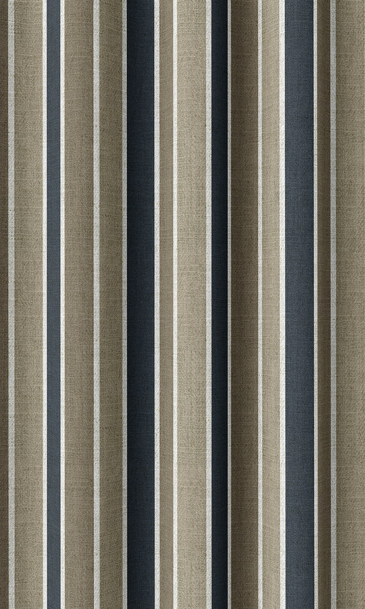 Striped Home Décor Fabric By the Metre (Navy Blue/ Brown)