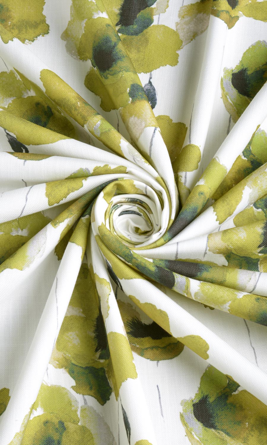 Water Lilies Floral Fabric Sample for Curtains & Drapes (Yellow/ Green)