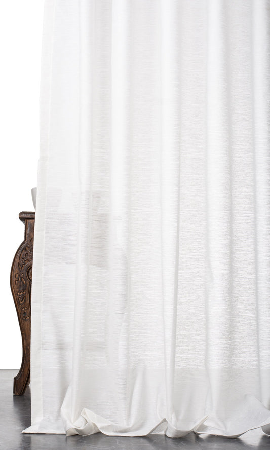 Textured Semi-Sheer Curtains (White)