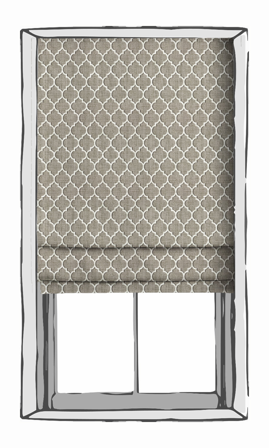 Trellis Tile Print Fabric Material By the Metre (Grey/ White)