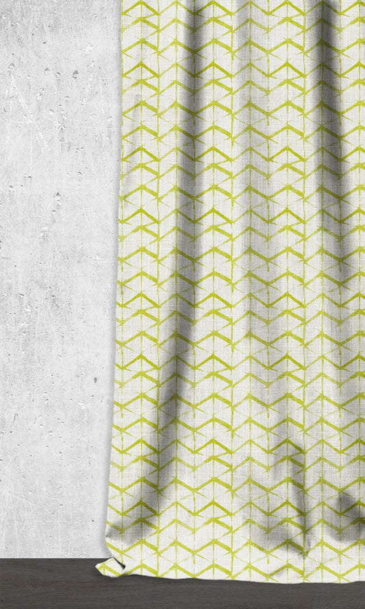 Bow-Arrow Patterned Home Décor Fabric By the Metre (White/ Pear Green)