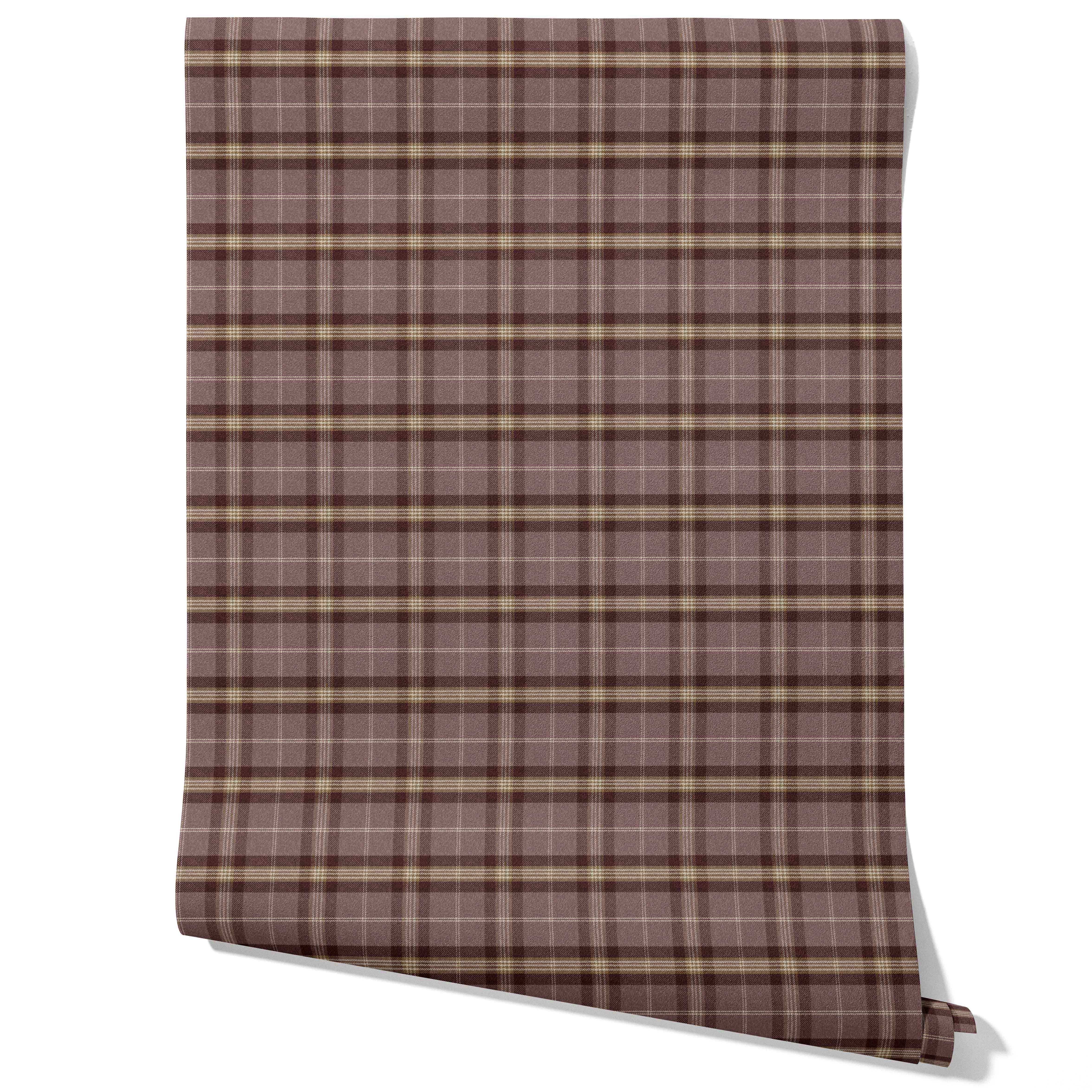 Geometric Plaid Checkered Traditional Wallpaper (Purple/ Mauve/ Pink/ Cream)