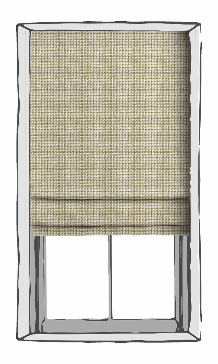 Houndstooth Patterned Window Treatments Fabric By the Metre (Brown & Green)