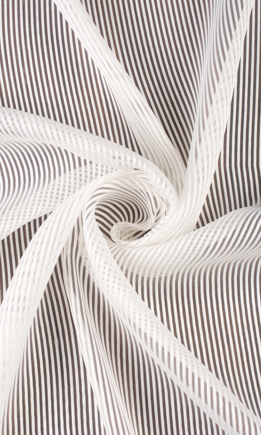 Striped Sheer Fabric Material By the Yard (White)