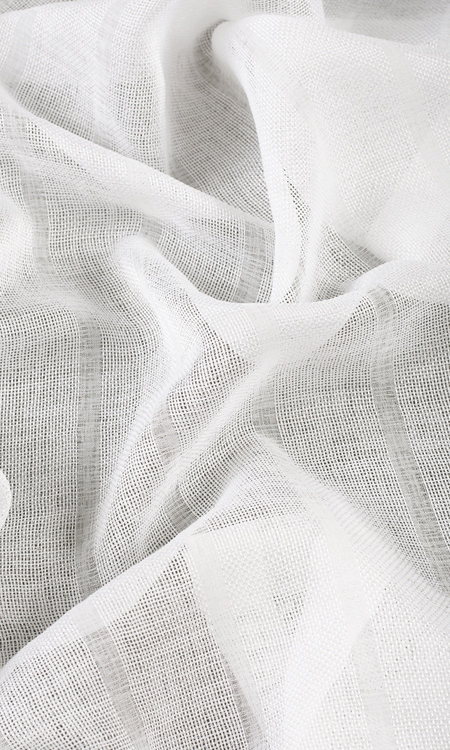Textured Striped Sheer Fabric By the Yard for Curtains & Drapes (White)