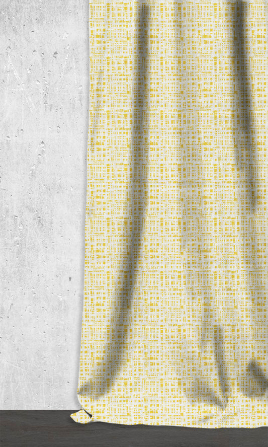 Abstract Print Home Décor Fabric Sample (Eggshell White/ Yellow)