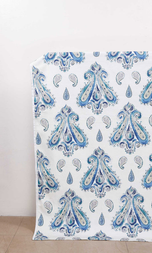 Paisley Print Curtain Panels (Blue)