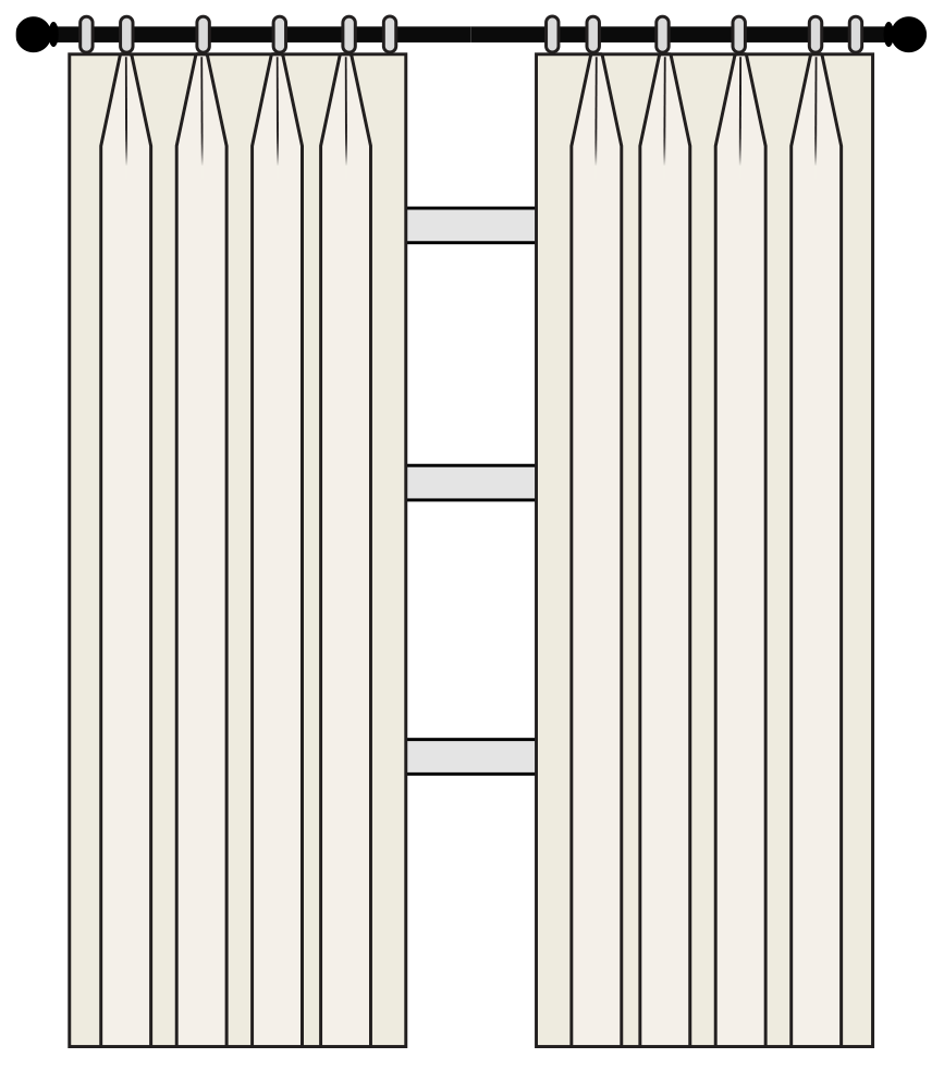 Euro double pinch pleat illustration