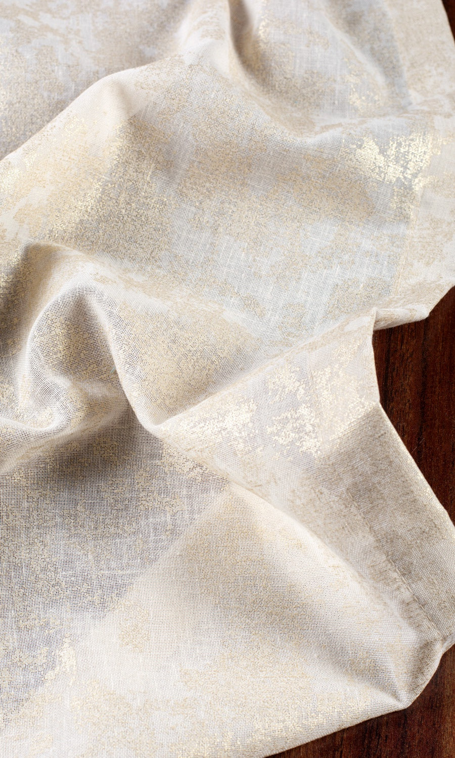Metallic Print Semi-Sheer Fabric Sample for Curtains & Drapes (Cream/ Gold)
