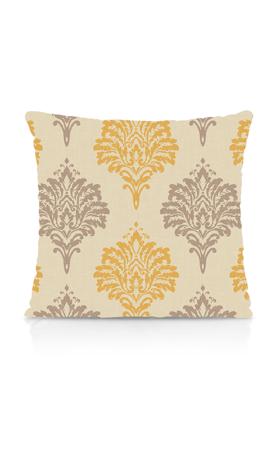 Damask Patterned Dimout Free Fabric Material Sample (Yellow/ Grey)