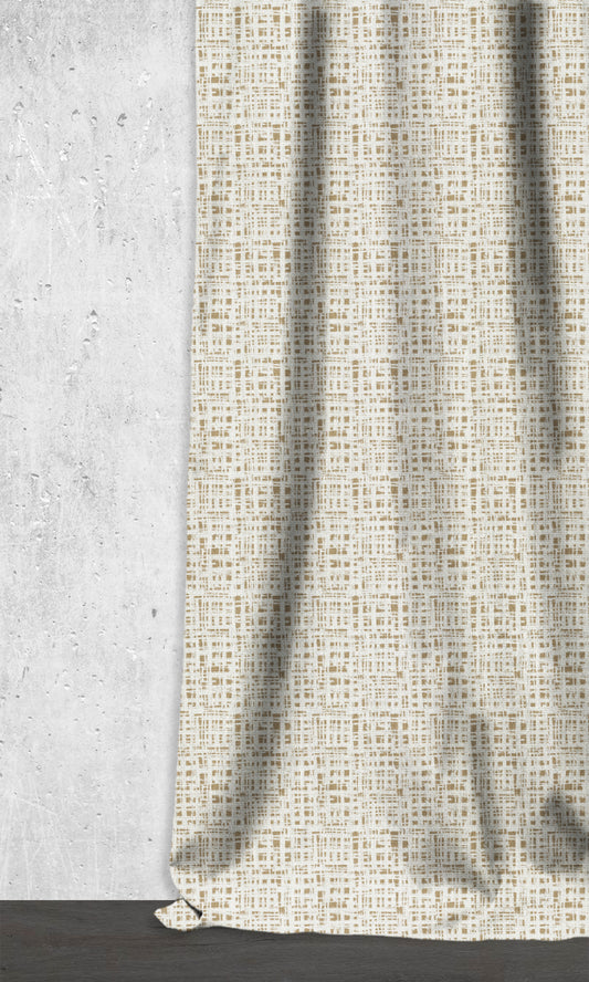 Abstract Print Drapes (White/ Pale Brown)