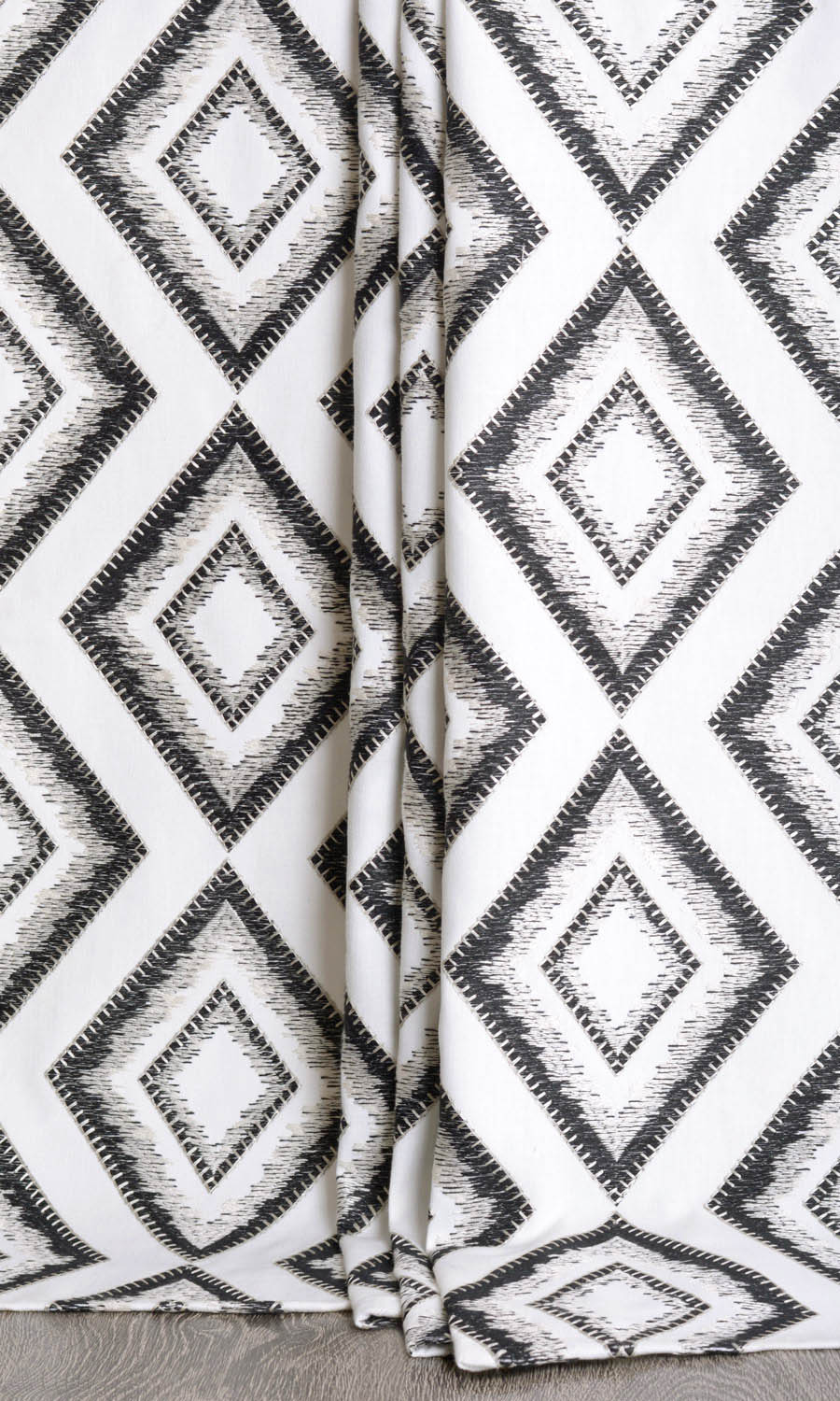 Geometric Patterned Window Treatments Fabric By the Yard (White/ Black)