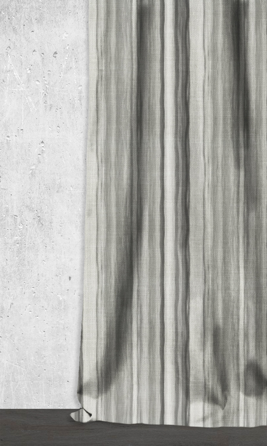 Watercolor Effect Striped Window Treatments Fabric Sample (Grey)
