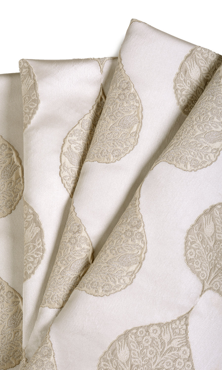 Ogee Patterned Home Textile Fabric Material Sample (Ivory/ Beige)