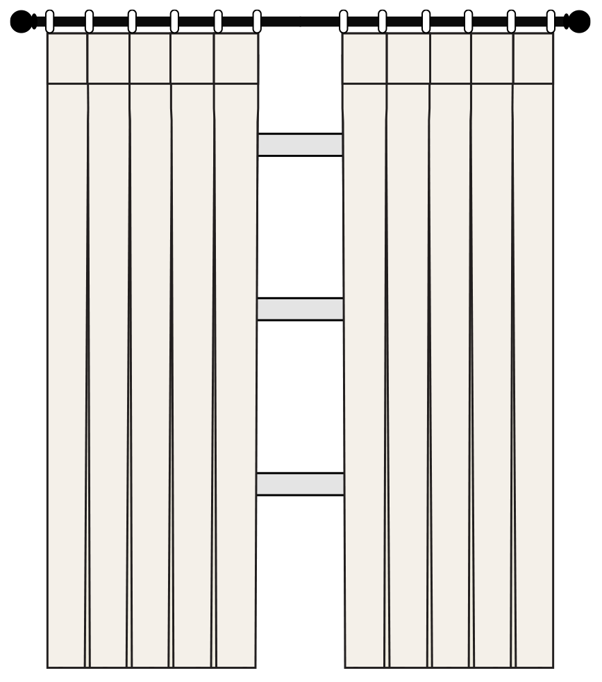 Inverted box pleat curtains illustration