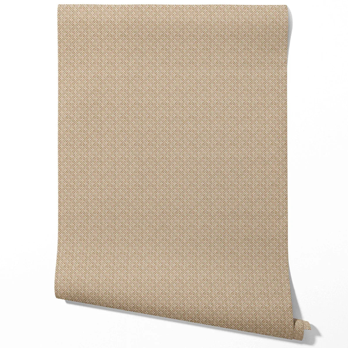 Neutral Small Floral Lattice/ Geometric Micro-Print Traditional Wallpaper (Beige/ Brown/ Taupe)