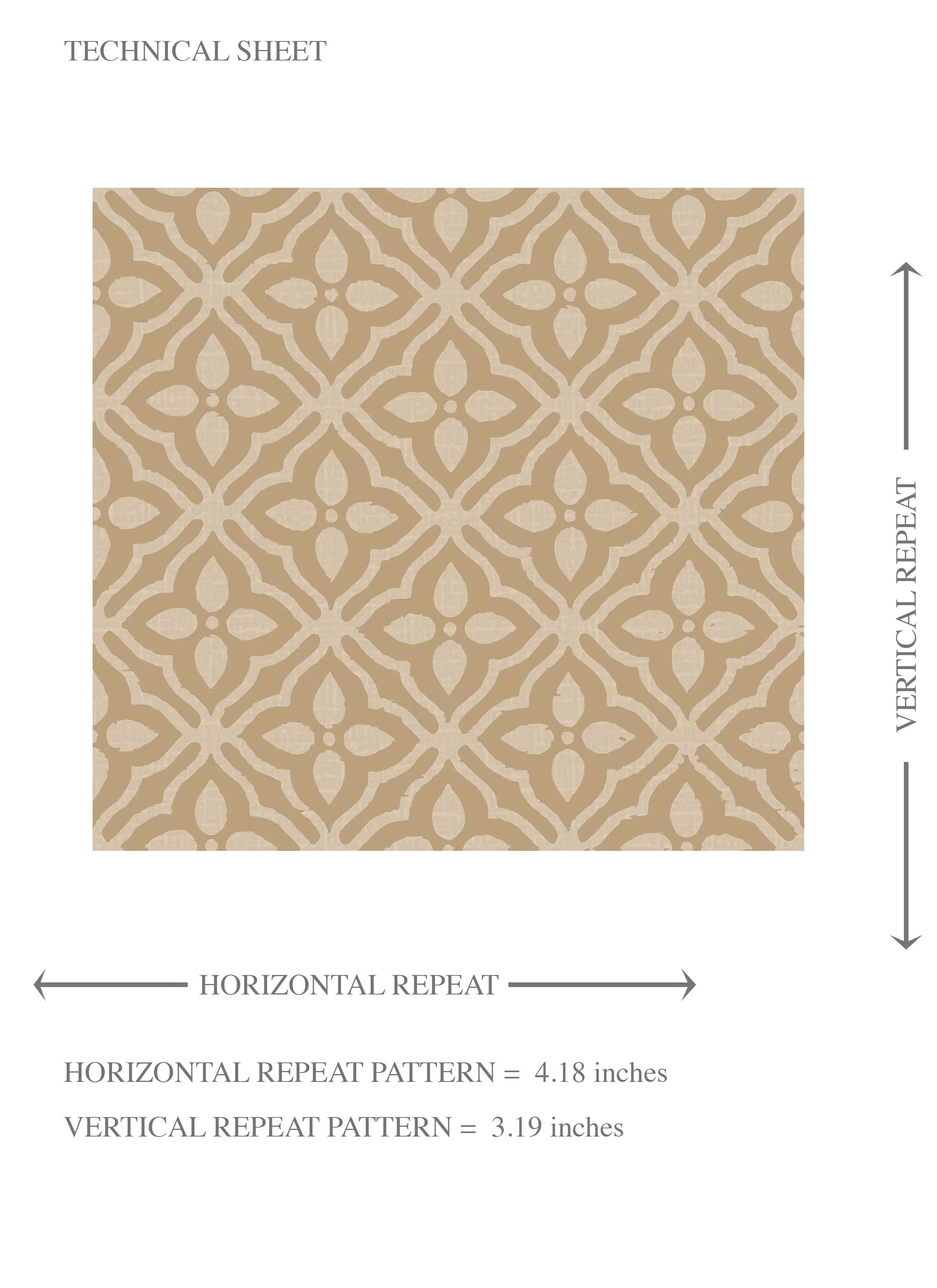 Neutral Small Floral Lattice/ Geometric Micro-Print Kids Room Wallpaper Sample (Wheat Beige/ Tan Brown)