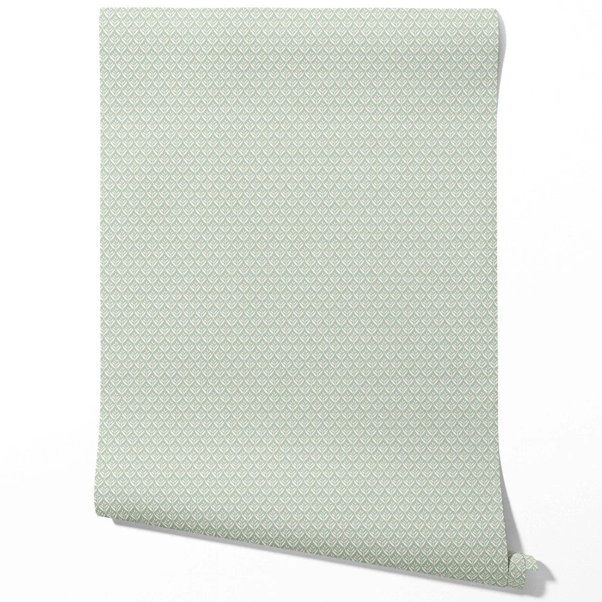 Small Floral Lattice/ Leaf Textured Kitchen Wallpaper Sample (Pastel Blue)