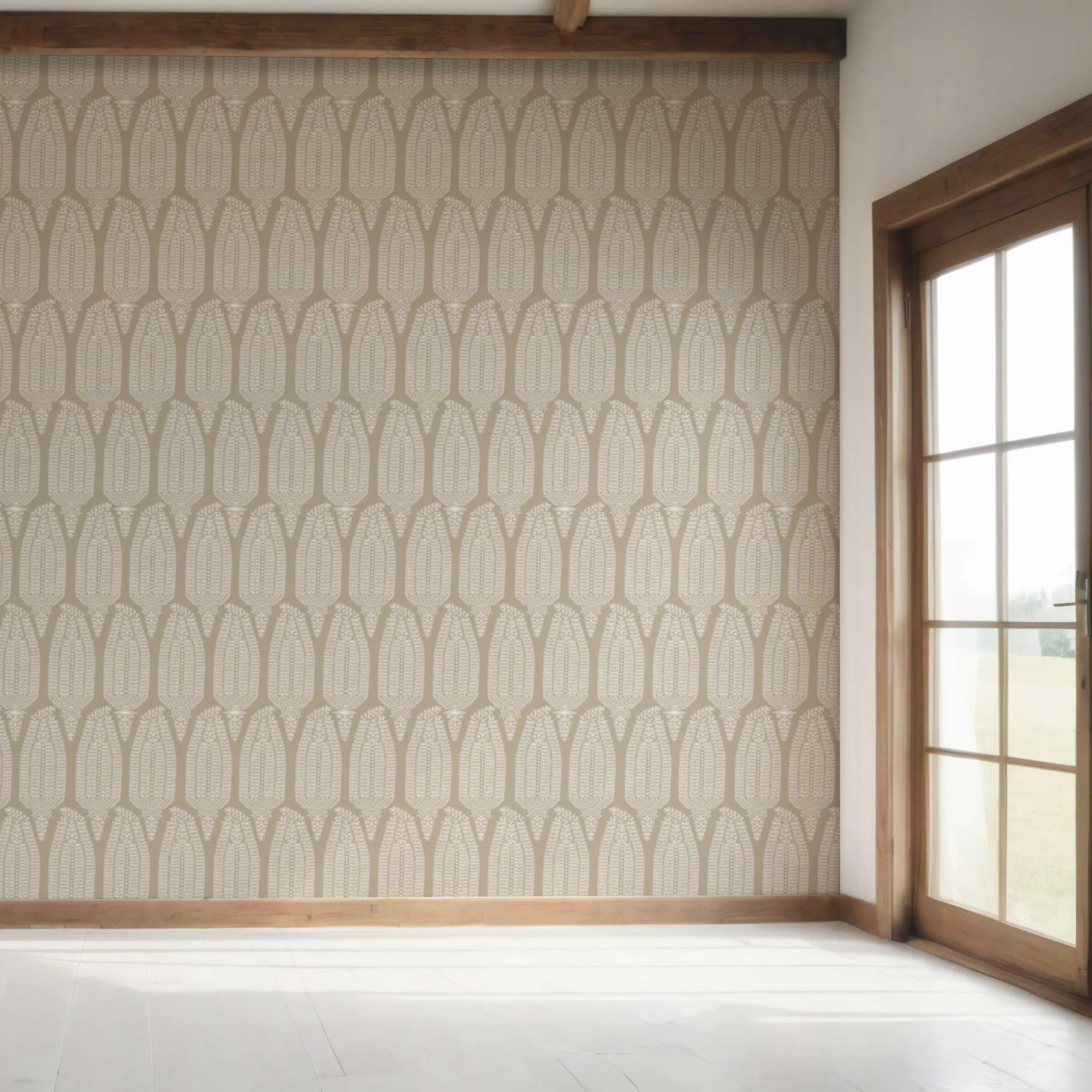 Neutral Paisley Floral Bedroom Wallpaper (Beige/ Taupe/ Warm Gray)