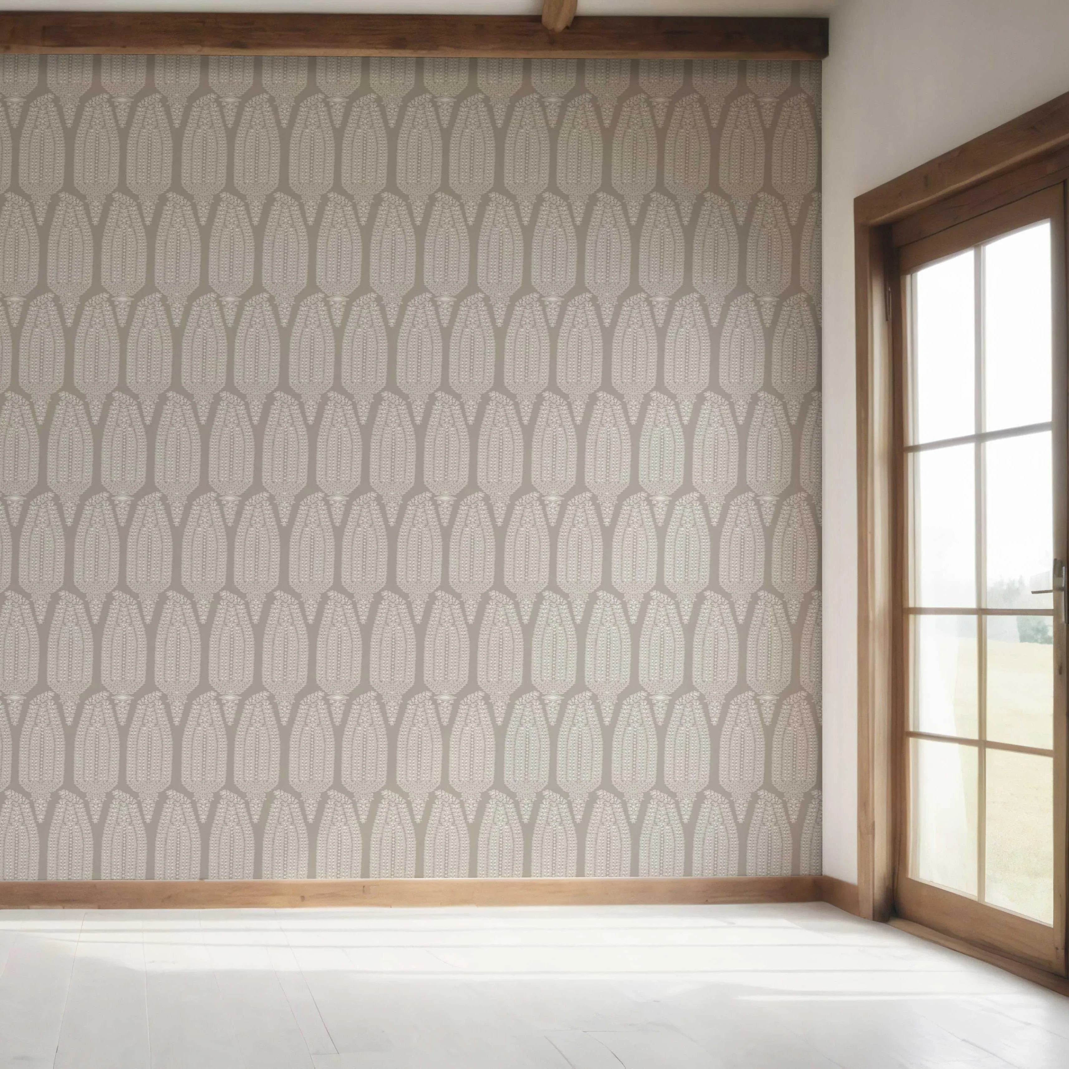Neutral Paisley Floral Bedroom Wallpaper (Taupe Gray/ Greige)