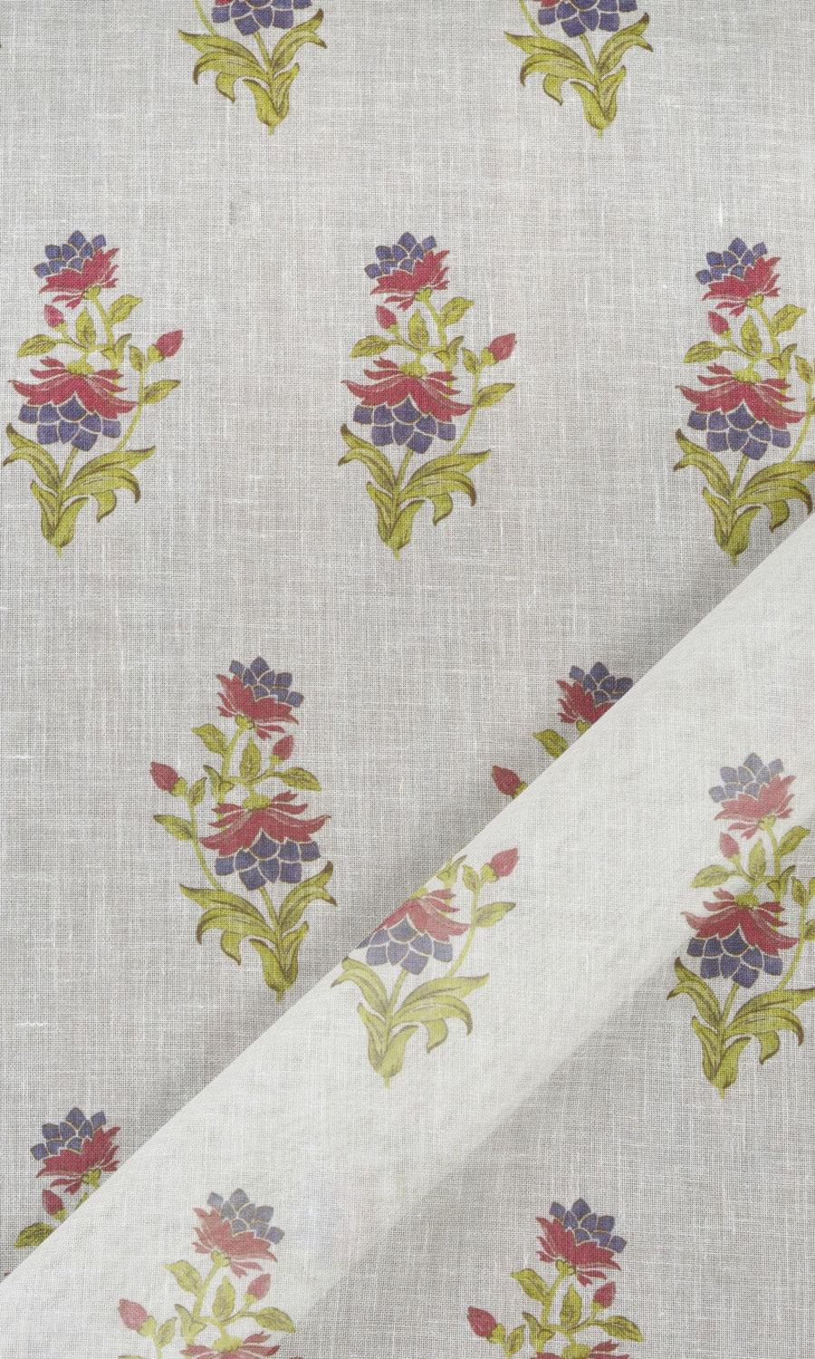 Sheer Floral Window Treatments Fabric Sample (Cream/ Pink)