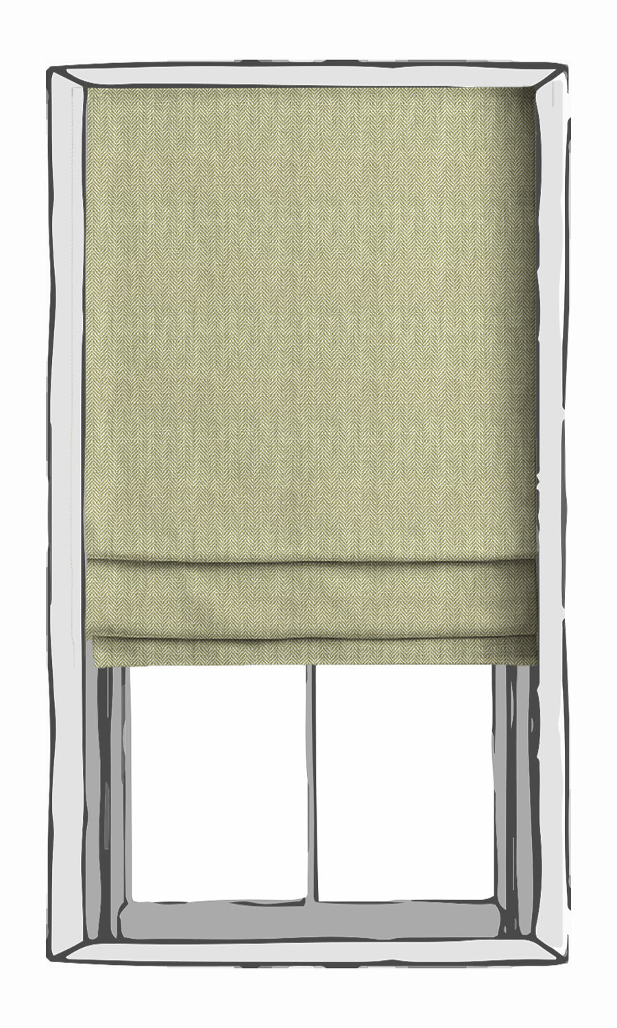 Herringbone Textured Window Treatments Fabric By the Yard (Green)