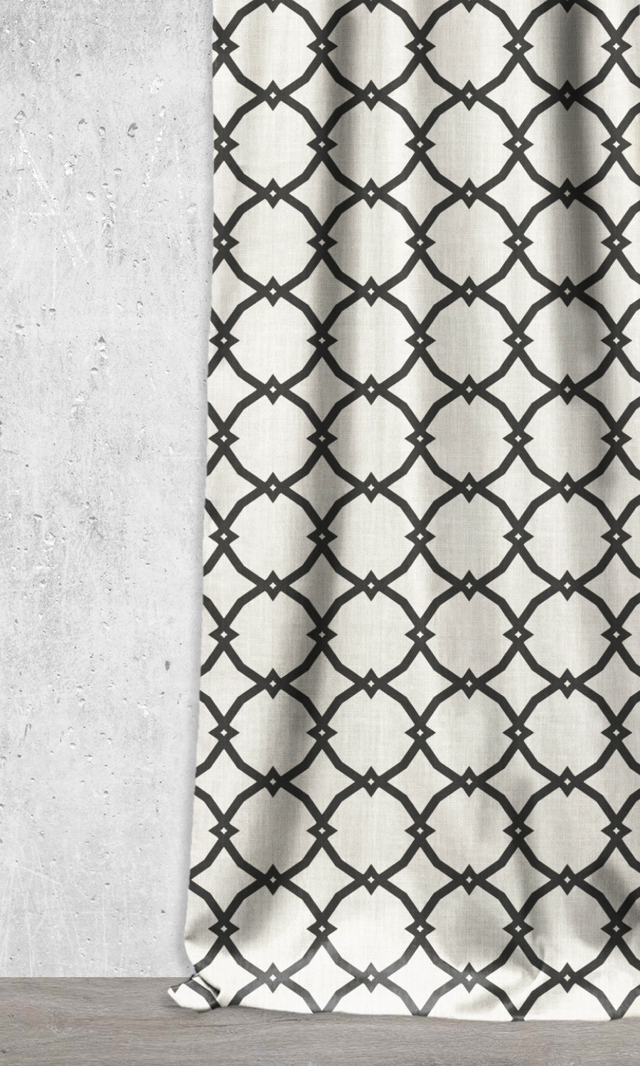 Print Home Décor Fabric By the Metre (Black/ Ivory)
