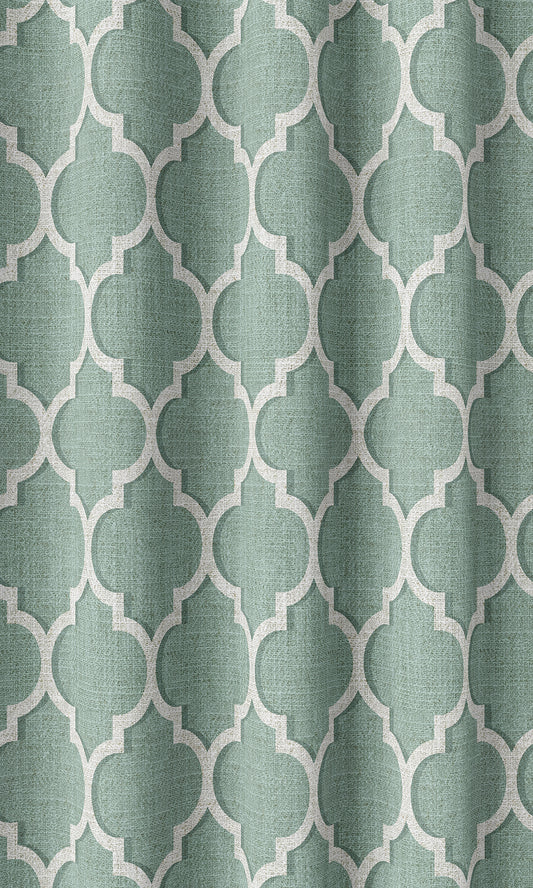 Trellis Tile Print Home Décor Fabric Sample (Blue/ White)