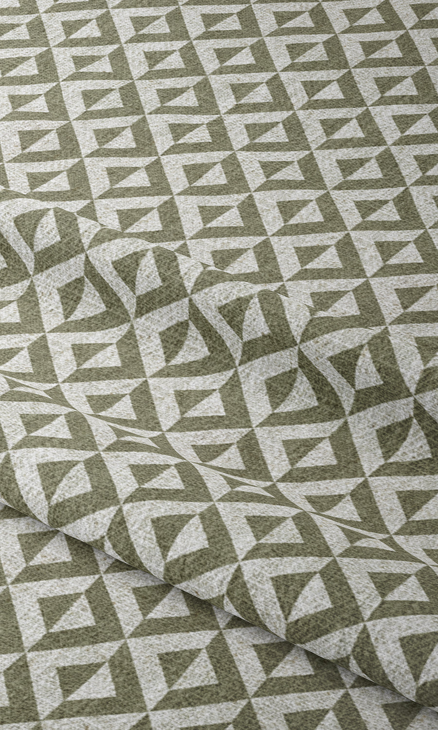 Geometric Print Window Treatments Fabric Sample (Green/ White)