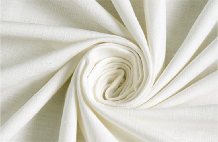 White fabric pinch pleat panel