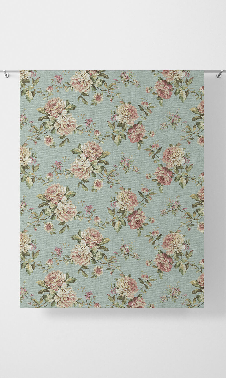 Country Floral Home Décor Fabric Sample (Blue/ Pink)